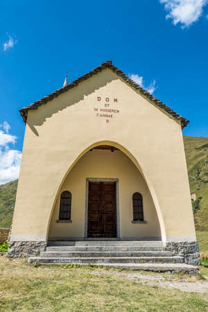 beautiful little catholic church on top of a hill in the mountains in Formazza Valleyのeditorial素材