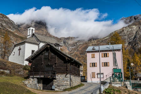 The colors of autumn at the Alpe Devero, little village in the mountainsのeditorial素材