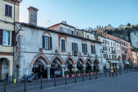 The central square of Arona with beautiful archの写真素材