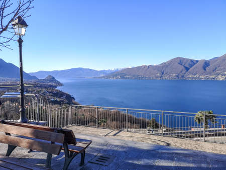 wide panorama of the Lake Maggiore from the belvedere of Brezzo di Bedero