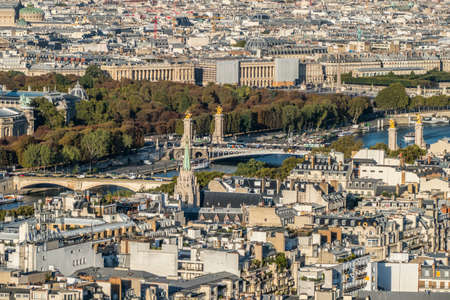 aerial view of the bridge Alexandre III in Parisのeditorial素材