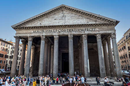 Rome, Italy - 04/10/2020: the Pantheon with blue skyのeditorial素材