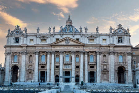 The beautiful Basilica of San Pietro in Vatican at sunsetの写真素材