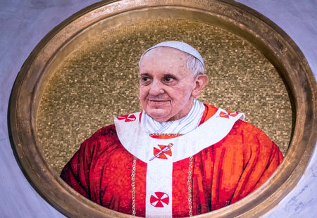 Rome, Italy - 04-12 / 2018: Mosaic that represents Pope Francisのeditorial素材