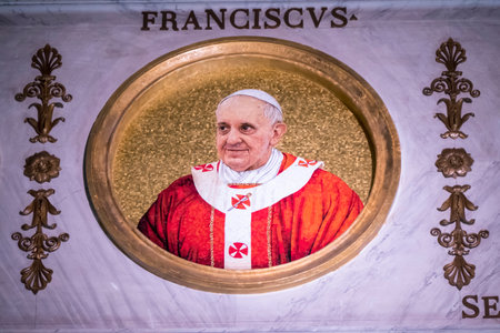 Rome, Italy - 04-12 / 2018: Mosaic that represents Pope Francis