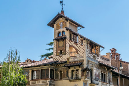 Rome, Italy - 04-12 / 2018: Beautiful houses in the CoppedÃ¨ district in Romeのeditorial素材