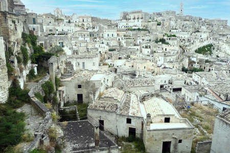 Aerial view of the historic center of Materaの写真素材
