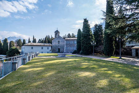 Piona, Italy - 03-02-2021: the beautiful Abbey of Pionaのeditorial素材