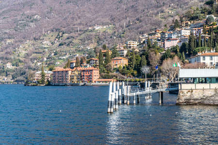 The promenade along Lake Como in Bellanoの写真素材