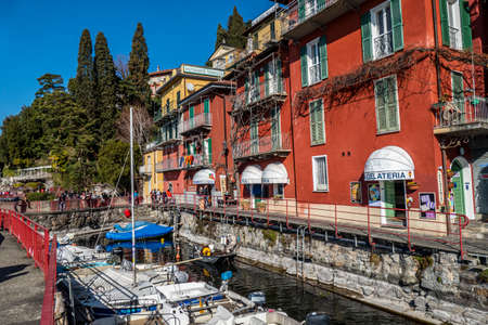 Varenna, Italy - 03-01-2021: The harbor and the promenade of love of Varennaのeditorial素材