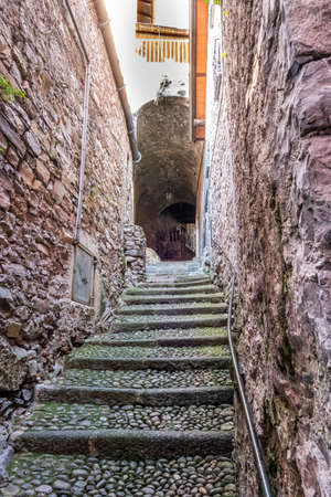 Narrow streets in the historic center of Varennaの写真素材