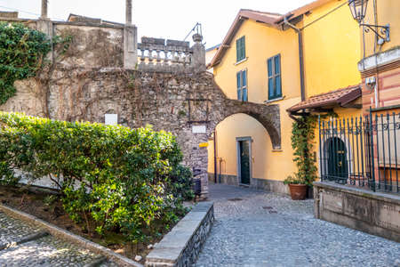 Narrow streets in the historic center of Varennaの写真素材