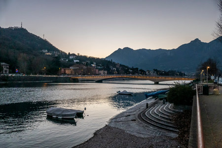 The Adda River in Leccoの写真素材