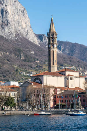 Landscape of Lecco and of his beautiful lake and mountainsの写真素材