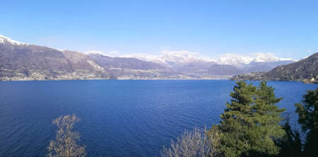 Extra wide view of the Lake of Comoの写真素材