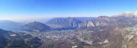 Aerial wide view of the Lake of Leccoの写真素材