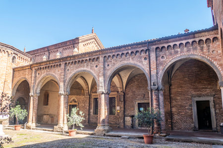 The beautiful cloister of the Church of Santo Stefano in Bolognaの写真素材