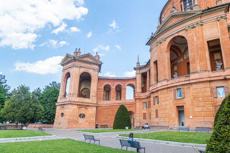 Bologna, Italy - 05-01-2021: The beautiful Sanctuary of the Madonna of San Luca with his gardensのeditorial素材