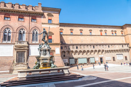 The beautiful fountain of Neptune in Bolognaのeditorial素材