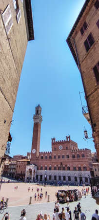Siena, Italy - 05-07-2021: The beautiful Piazza del Campo in Sienaのeditorial素材