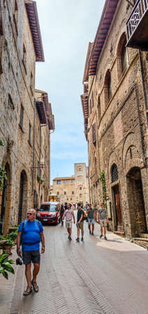San Gimignano, Italy - 07-05-2021: Ancient streets in the historic town of San GImignanoのeditorial素材