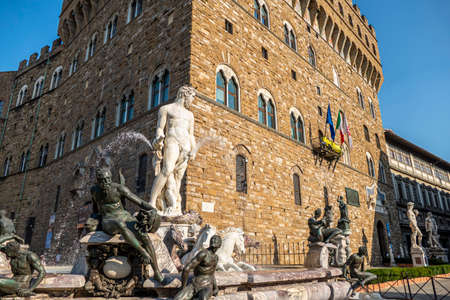 Florence, Italy - 07-05-2021: Signoria Square in Florenceのeditorial素材