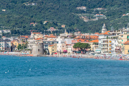 Alassio, Italy - 07-02-2021: Landscape of Alassio with his beautiful beachのeditorial素材
