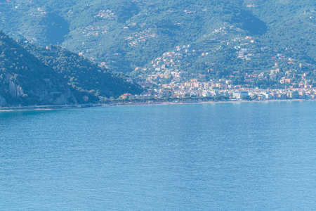 Aerial view of the Gulf of Alassio and Laiguegliaの写真素材