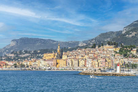 Landscape of the seafront of Mentonの写真素材