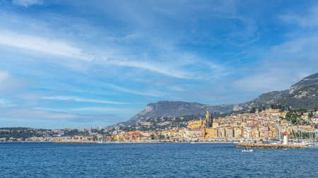 Landscape of the seafront of Mentonの写真素材