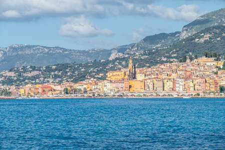 Landscape of the seafront of Mentonの写真素材