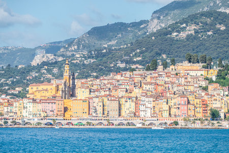 Landscape of the seafront of Mentonの写真素材