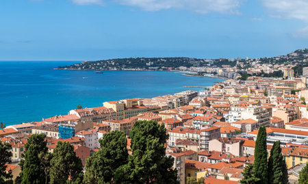 Aerial view of Menton in Franceの写真素材