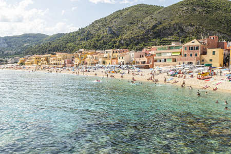 Varigotti, Italy - 10-07-2021: The beautiful beach of Varigotti with turquoise waterのeditorial素材