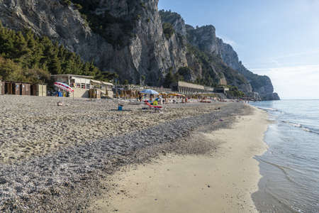 Varigotti, ITaly - 10-07-2021: The beautiful beach of Malpasso in Varigottiのeditorial素材