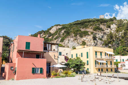 Varigotti, Italy - 10-07-2021: Characteristic colorful houses and streets in the picturesque village of Varigottiのeditorial素材