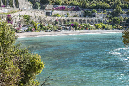 Beautiful beach with turquoise water in Ventimigliaの写真素材