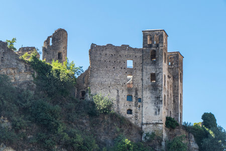 Dolceacqua, Italy - 06-07-2021: the ancient castle of Dolceacquaのeditorial素材