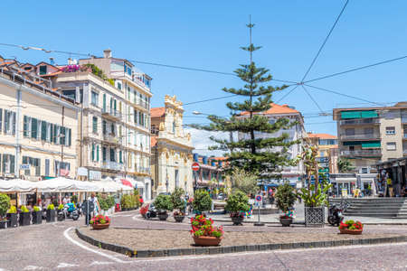 Sanremo, Italy - 07-07-2021: beautiful square in Sanremoのeditorial素材