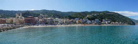 Laigueglia, Italy - 07-02-2021: Extra wide view of Laigueglia in Liguriのeditorial素材