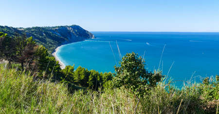 Extra wide aerial view of the beautiful beach of Mezzavalle in Ancona