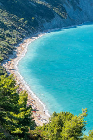 aerial view of the beautiful beach of Mezzavalle in Anconaの写真素材