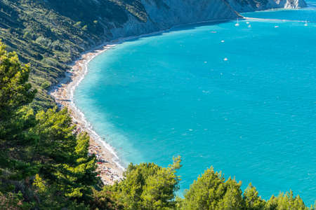 aerial view of the beautiful beach of Mezzavalle in Anconaの写真素材