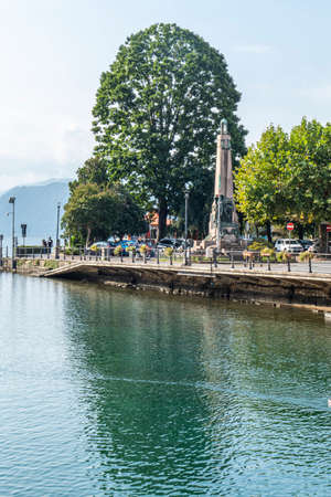 Omegna, Italy - 09-13-2021: The promenade of Omegna on the Lake Ortaのeditorial素材