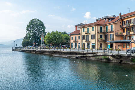 Omegna, Italy - 09-13-2021: The promenade of Omegna on the Lake Ortaのeditorial素材