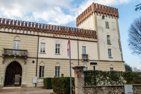 Castiglione Olona, Italy - 04-02-2021: The modern castle of Castiglione Olonaのeditorial素材