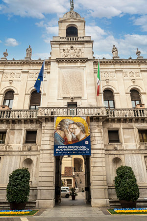 Padova, Italy - 03-05-2022: The beautiful Palazzo Moroni, seat of the municipality of Paduaのeditorial素材