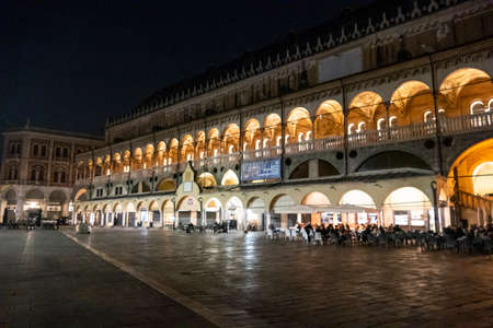 Padova, italy- 04-05-2022: The beautiful Palazzo della Regione in the historic center of Padua at nightのeditorial素材