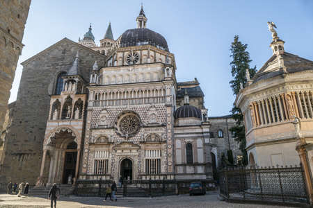Bergamo, Italy- 04-07-2022: The beautiful basilica of Bergamo with the Colleoni Chapelのeditorial素材