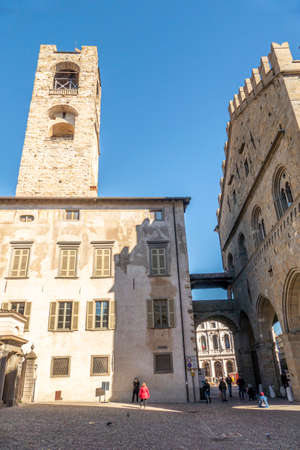 Bergamo, Italy- 04-07-2022: The beautiful Palazzo Vecchio in Bergamoのeditorial素材